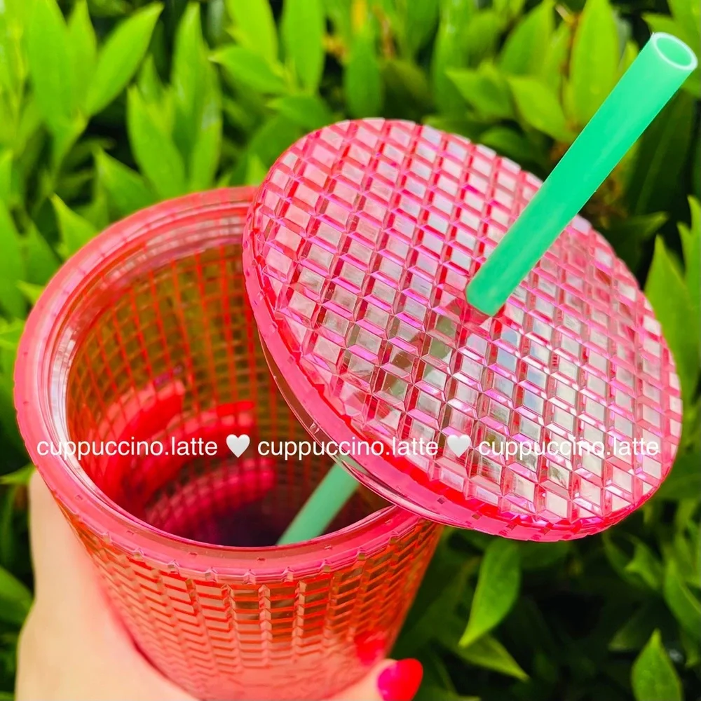 đ2 NEW⨠Starbucks Summer 2 âWatermelonâ & âLemonâ Ombre Disco Grid Tumblers - Picture 14 of 15